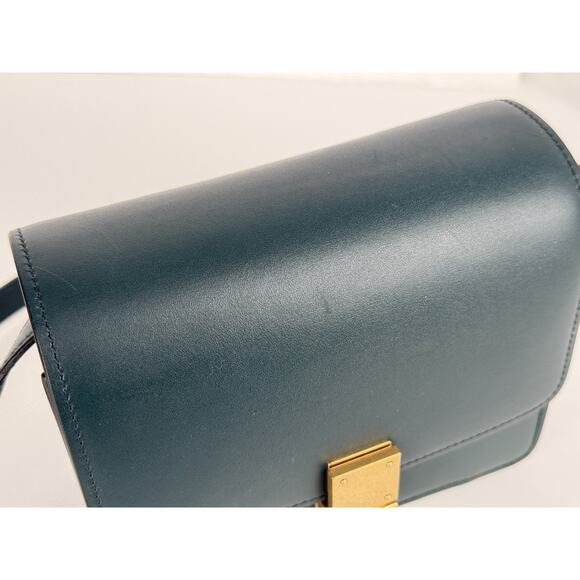 Celine Classic Box Medium Dark Green Leather Women's Shoulder Bag - Picture 9 of 16